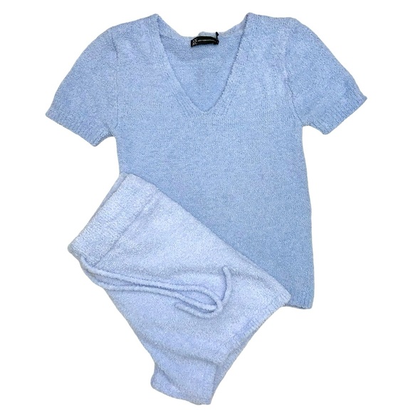 NY&C Plush Pajama Set Sleep Sleepwear Loungewear Lounge Shorts Pjs Comfy Soft - Picture 1 of 16